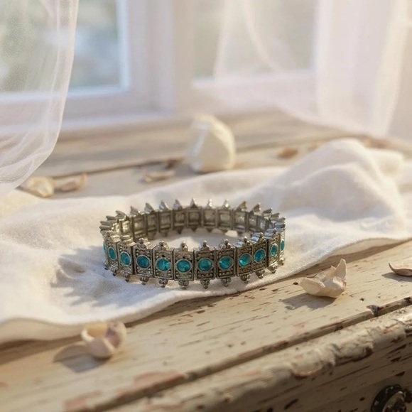 ➡︎𝗦𝗧𝗨𝗡𝗡𝗜𝗡𝗚 𝗦𝗜𝗟𝗩𝗘𝗥 & 𝗧𝗘𝗔𝗟 𝗦𝗧𝗢𝗡𝗘𝗦 𝗦𝗧𝗥𝗘𝗧𝗖𝗛 𝗕𝗥𝗔𝗖𝗘𝗟𝗘𝗧 - Picture 1 of 6